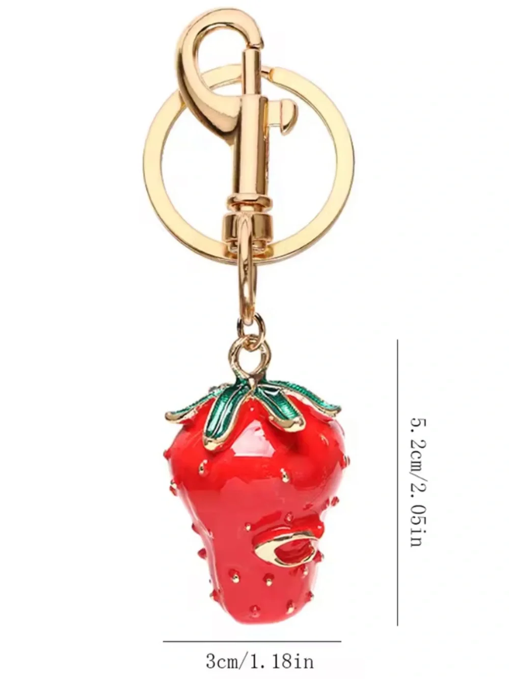 Coach CC Logo Strawberry Fruit Enamel Bag Charm Pendant Keychain
